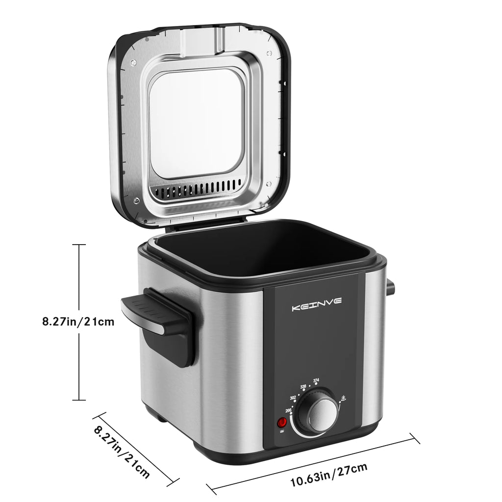 Electric Small Deep Fryer, 1.5 L/1.6 QT, Cool Touch Sides, Easy Cleanup, Basket