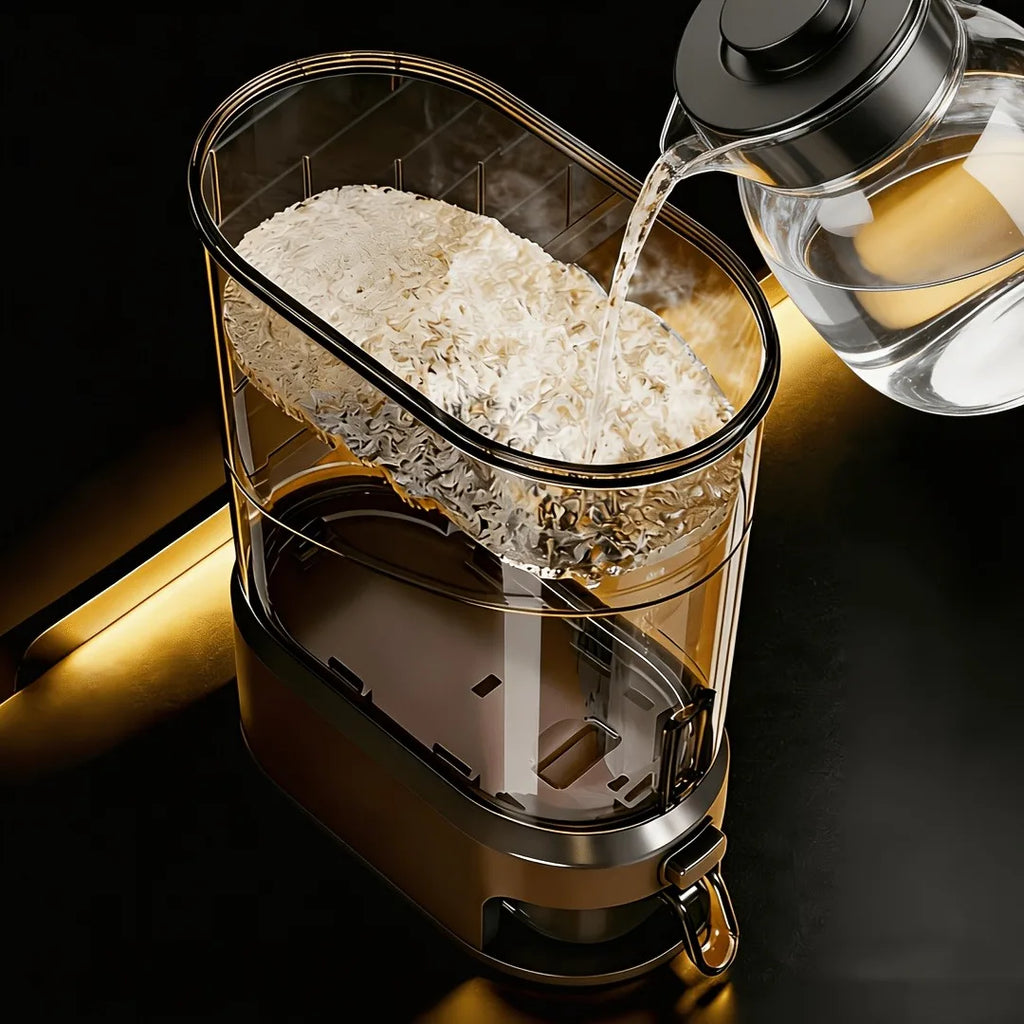 Black Transparent Rice Dispenser with Measuring Cup