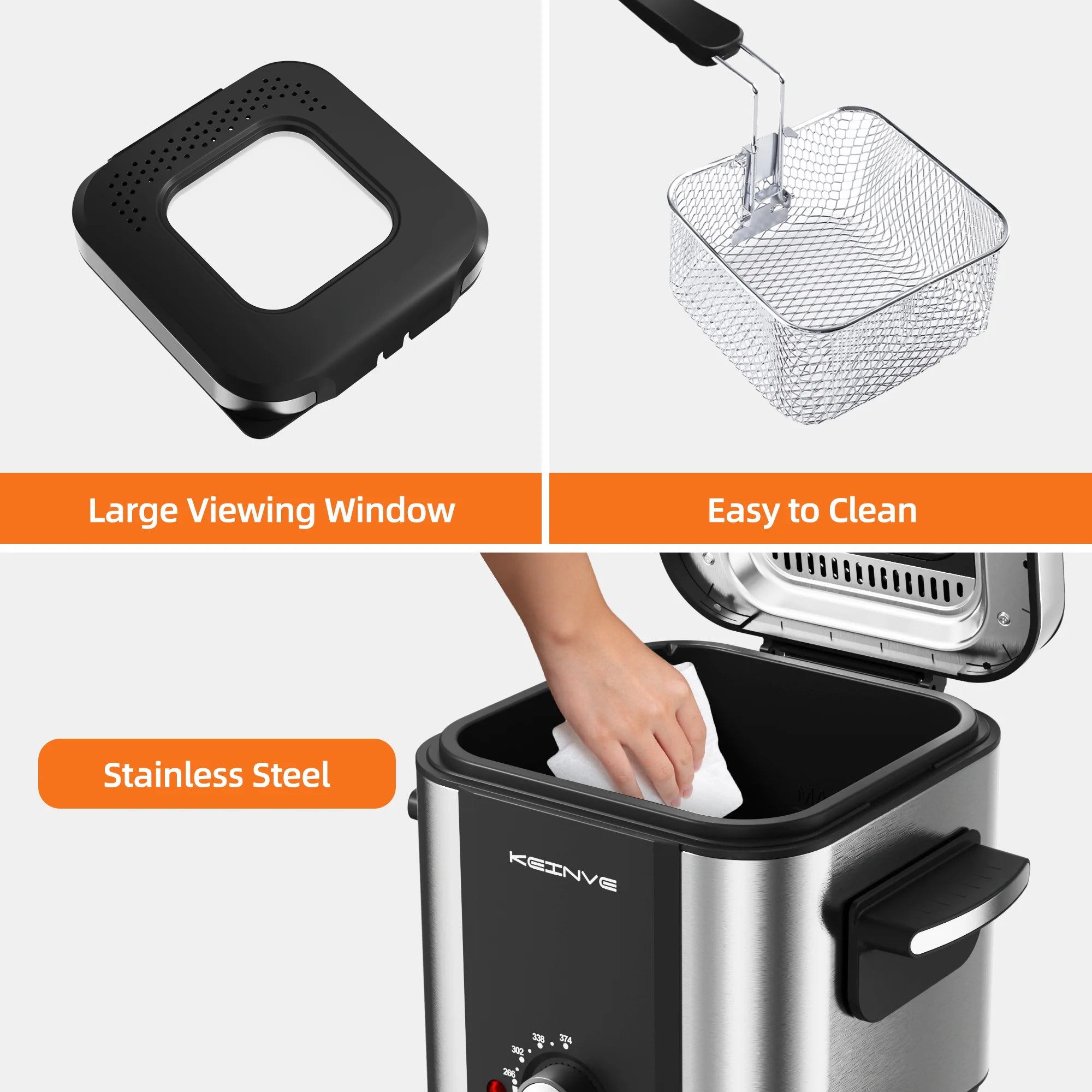 Electric Small Deep Fryer, 1.5 L/1.6 QT, Cool Touch Sides, Easy Cleanup, Basket