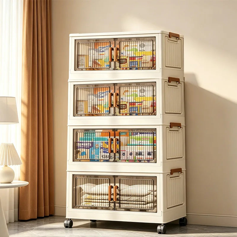 19.7 Inch 3 to 6-Tier Foldable Storage Cabinet with Wheels