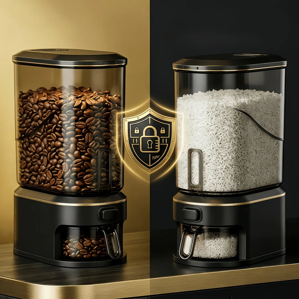 Black Transparent Rice Dispenser with Measuring Cup