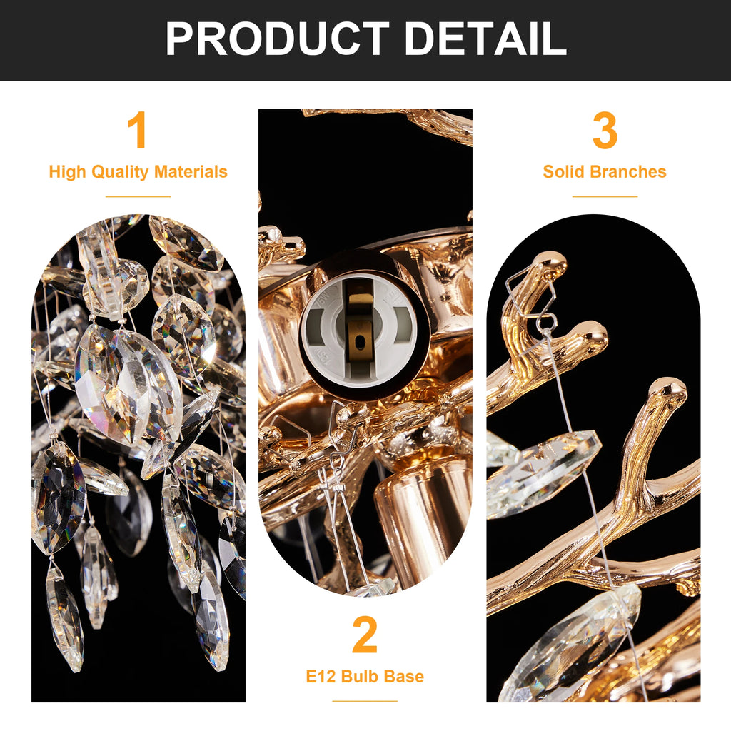 Luxury Gold Tree-Shaped Crystal Chandelier