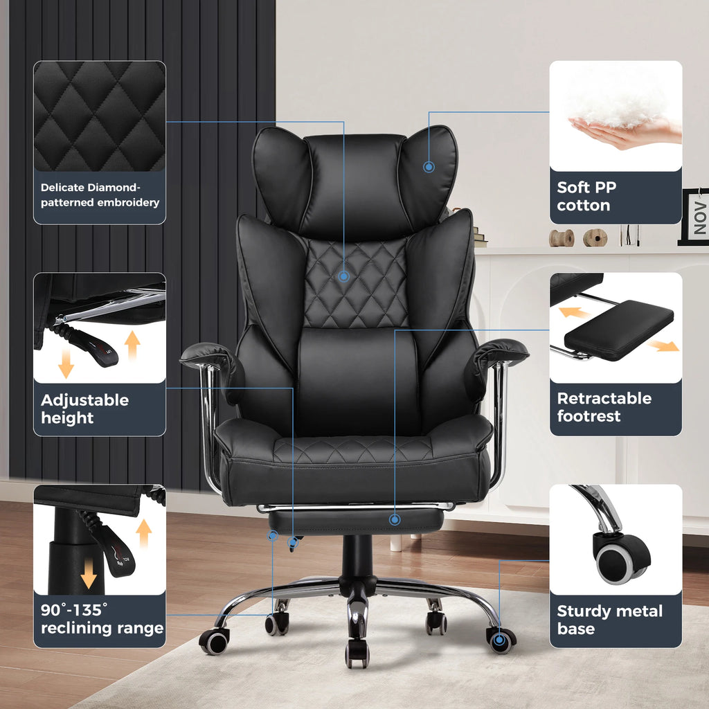 Big and Tall Gaming Chair, Ergonomic with Lumbar Support and Footrest