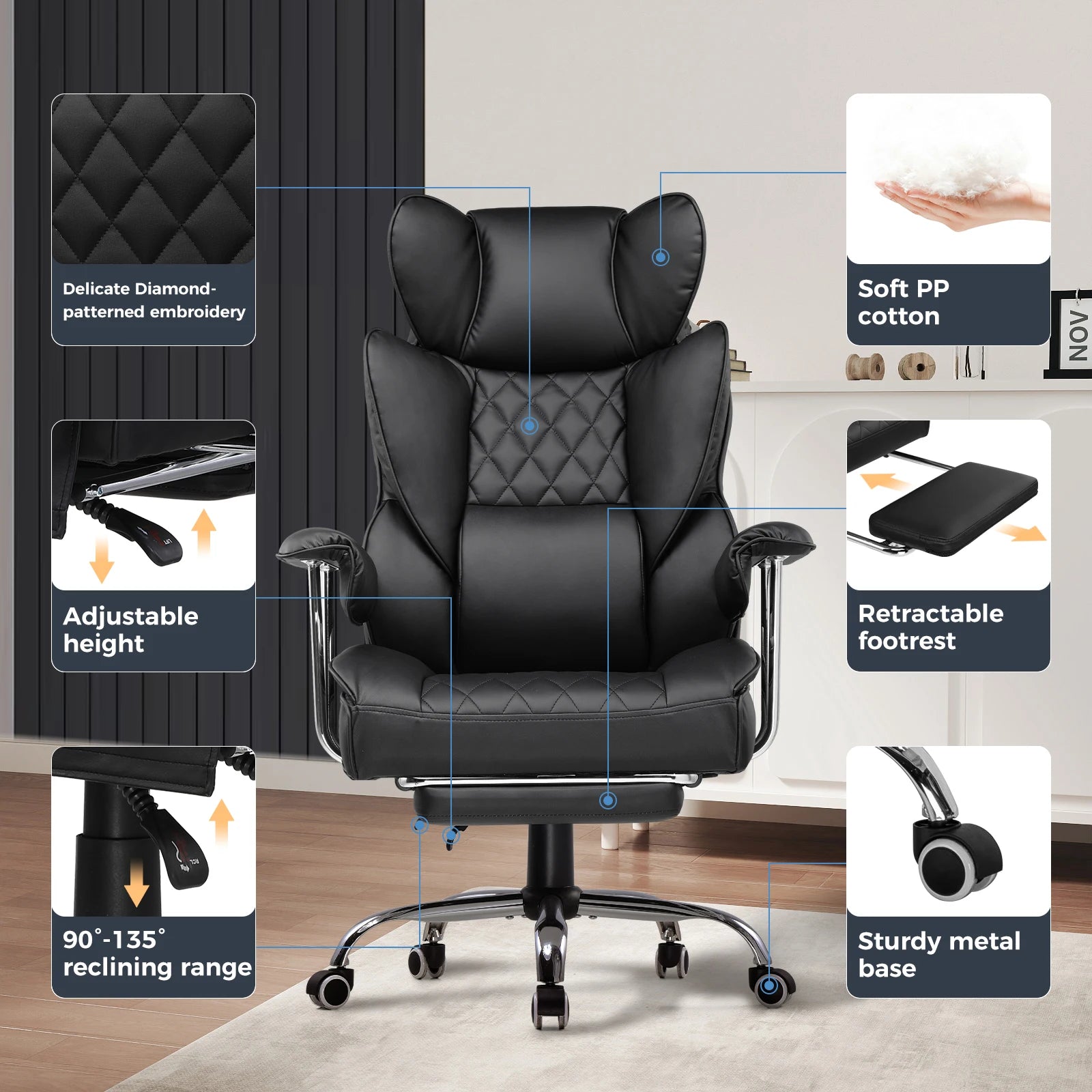 Big and Tall Gaming Chair, Ergonomic with Lumbar Support and Footrest