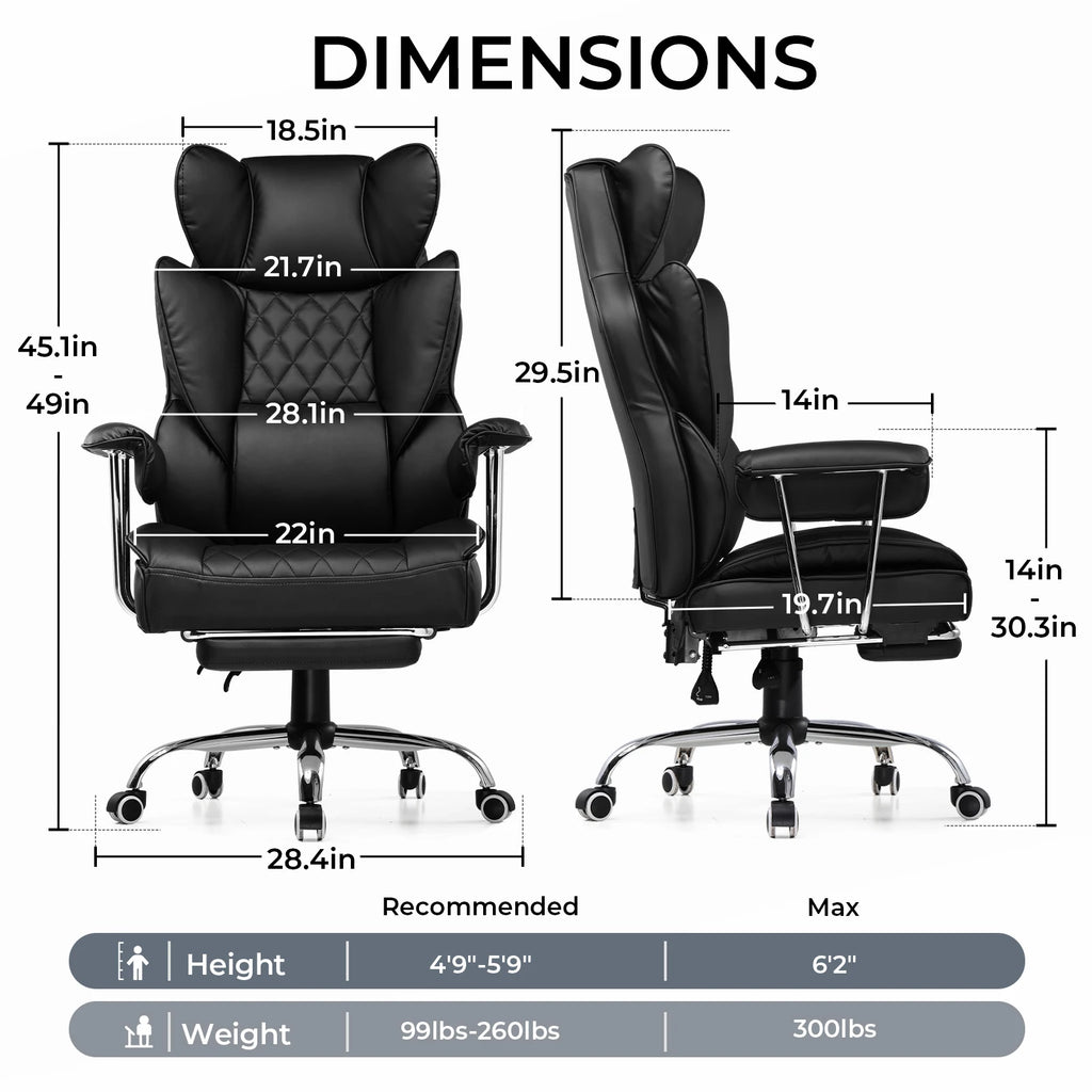 Big and Tall Gaming Chair, Ergonomic with Lumbar Support and Footrest