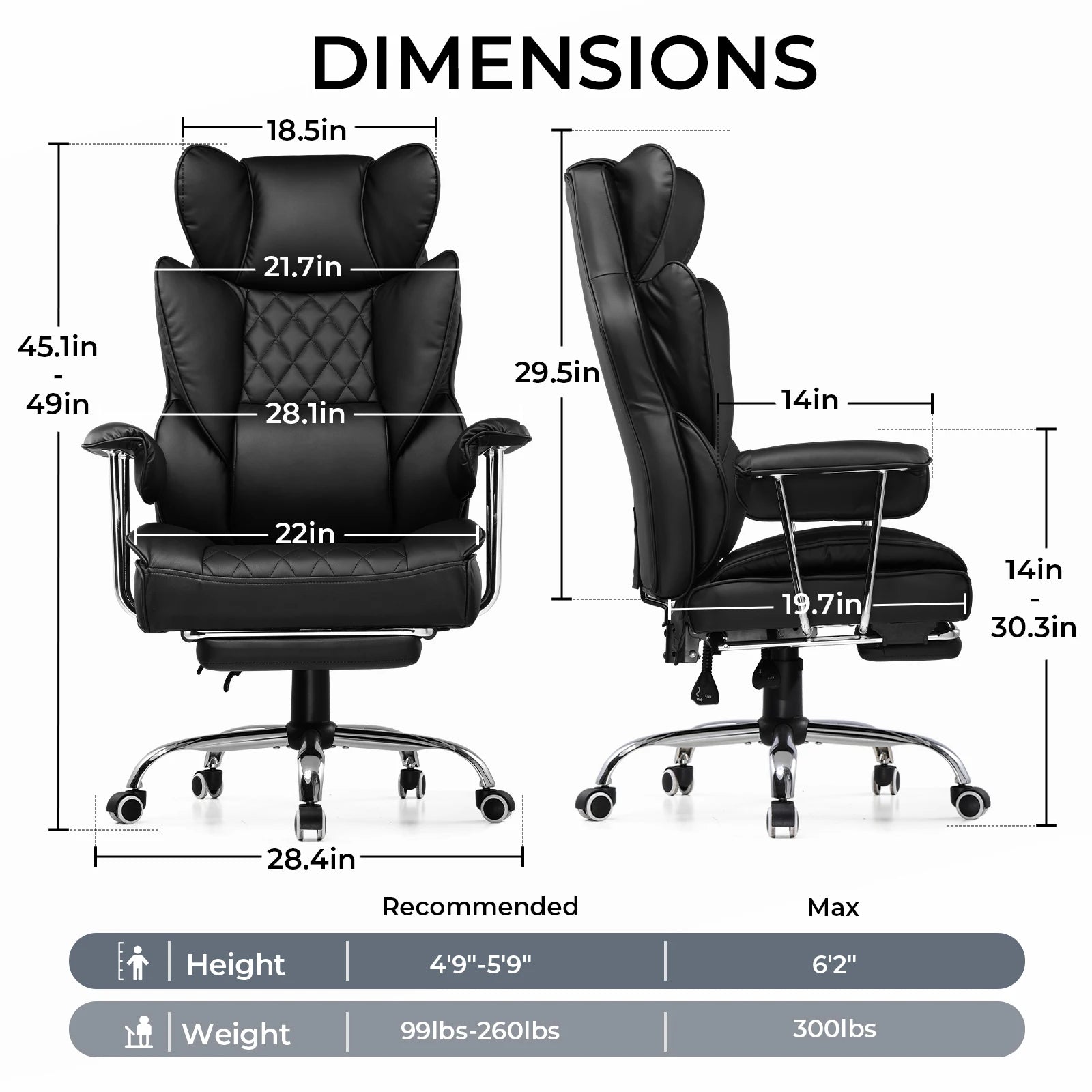 Big and Tall Gaming Chair, Ergonomic with Lumbar Support and Footrest