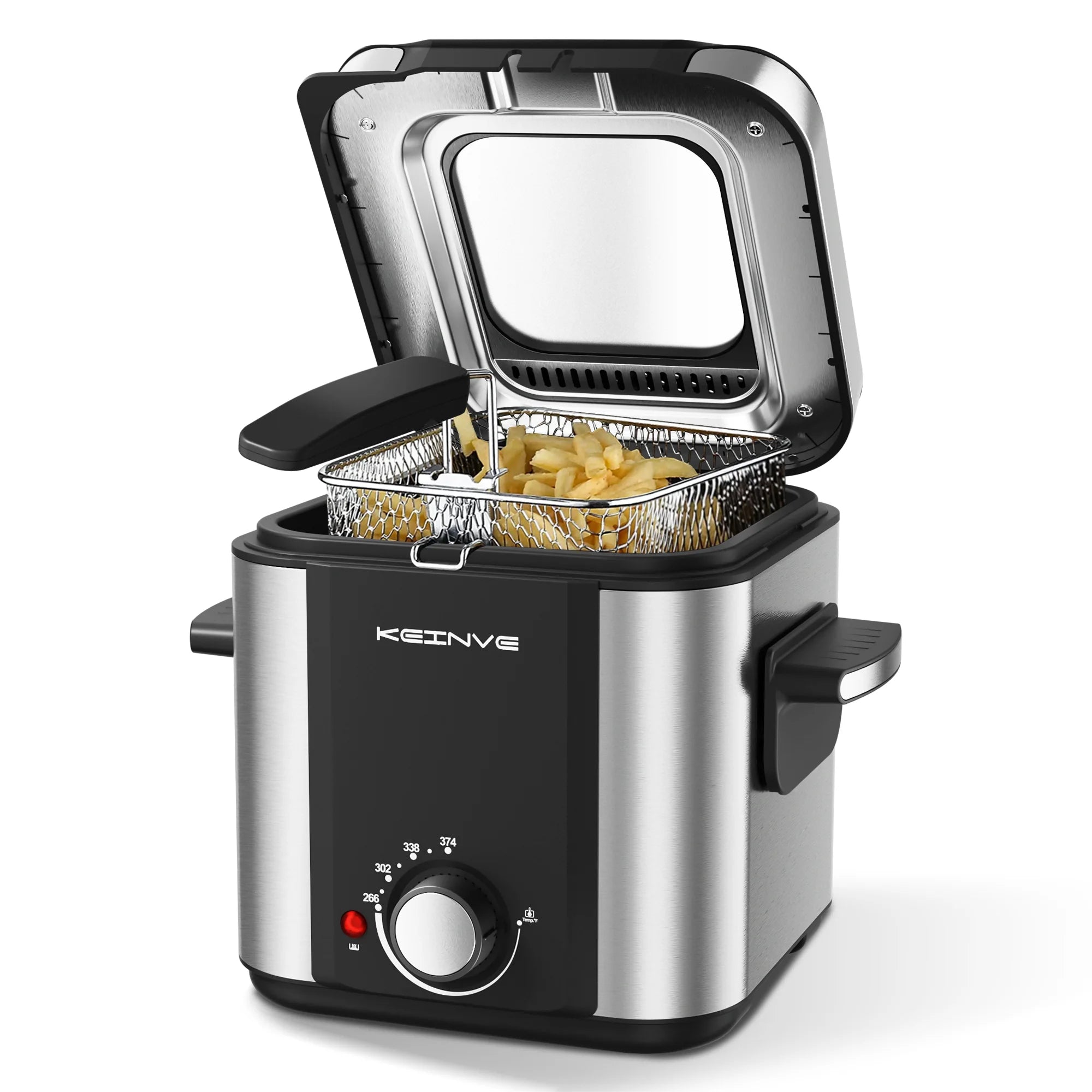 Electric Small Deep Fryer, 1.5 L/1.6 QT, Cool Touch Sides, Easy Cleanup, Basket