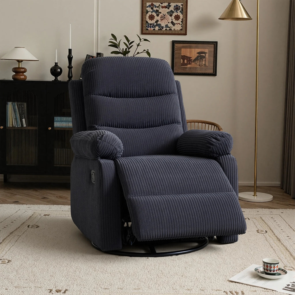Oversized Corduroy Swivel Recliner Chair
