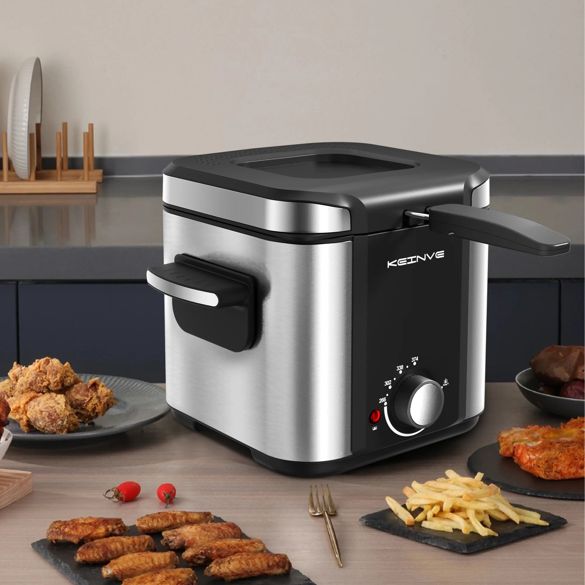 Electric Small Deep Fryer, 1.5 L/1.6 QT, Cool Touch Sides, Easy Cleanup, Basket