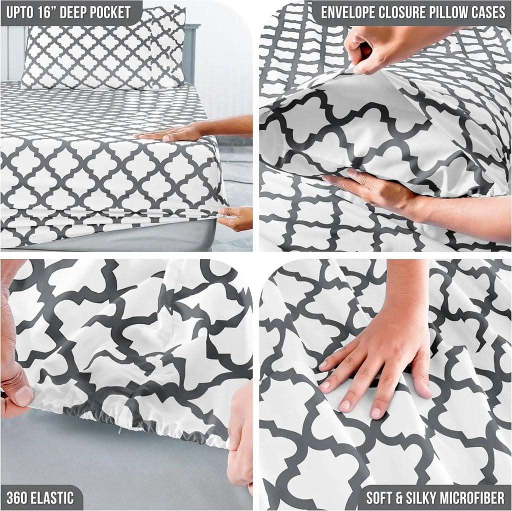 Lux Décor 4Pc Quatrefoil Sheet Set