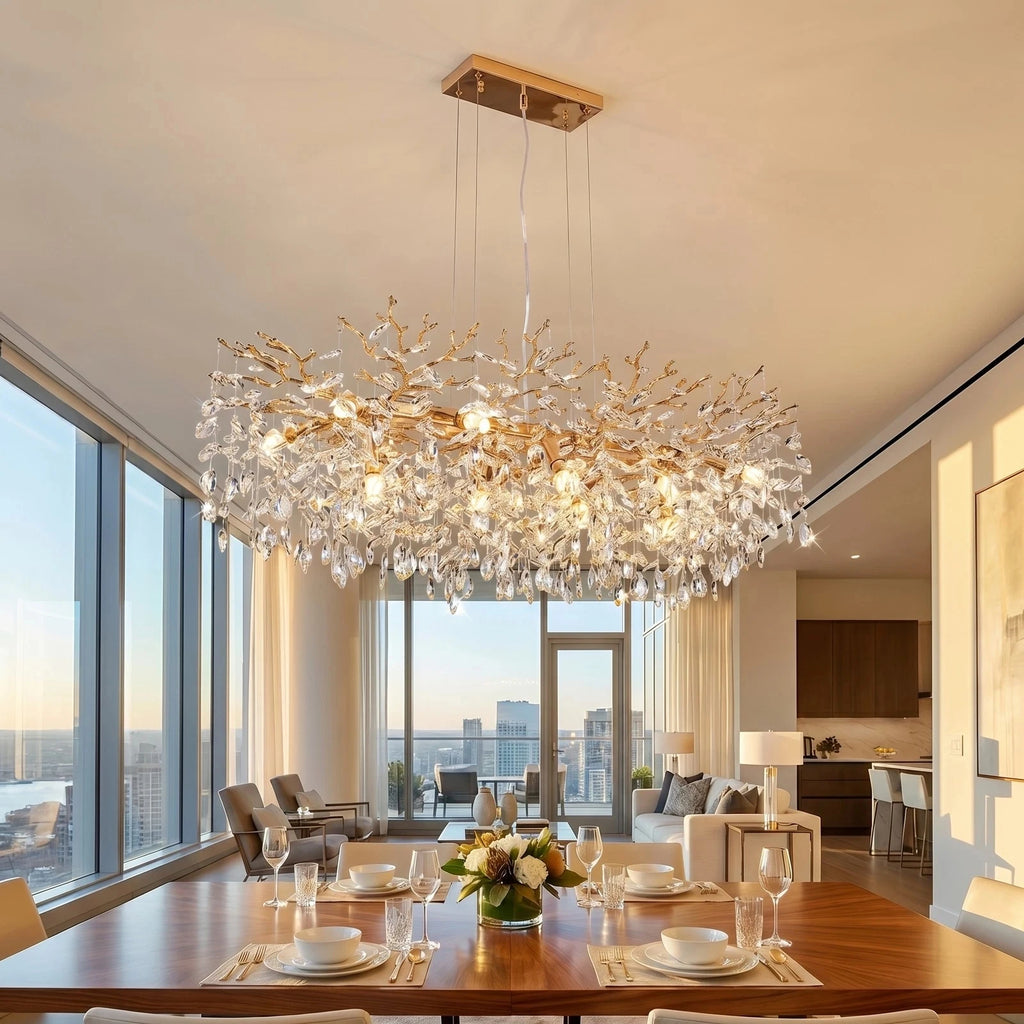 Luxury Gold Tree-Shaped Crystal Chandelier