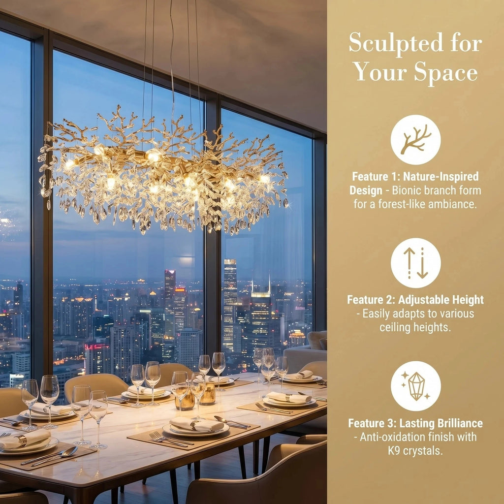 Luxury Gold Tree-Shaped Crystal Chandelier