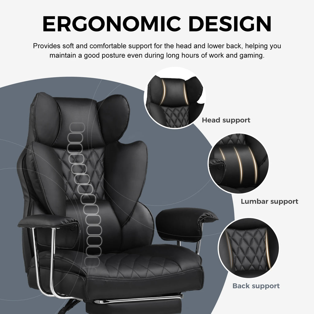 Big and Tall Gaming Chair, Ergonomic with Lumbar Support and Footrest