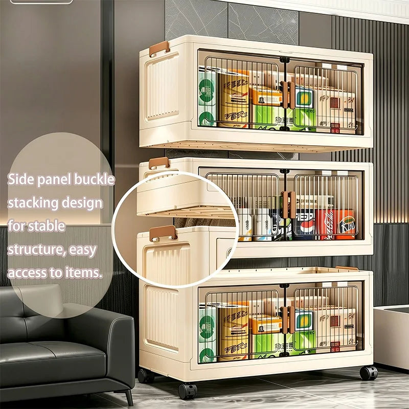 19.7 Inch 3 to 6-Tier Foldable Storage Cabinet with Wheels