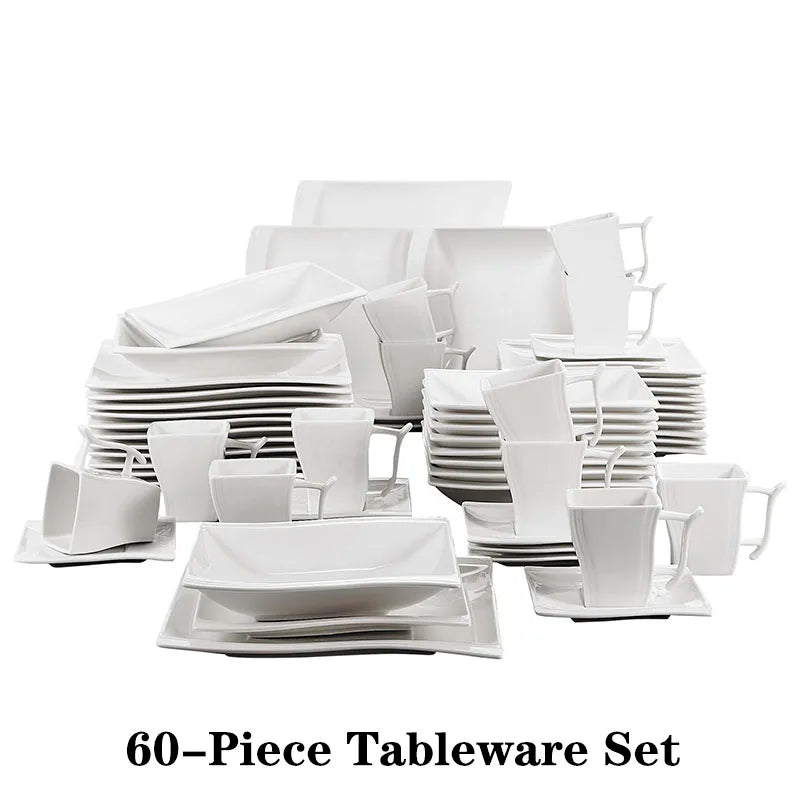 FLORA 30/60-Piece White Porcelain Dinner Set