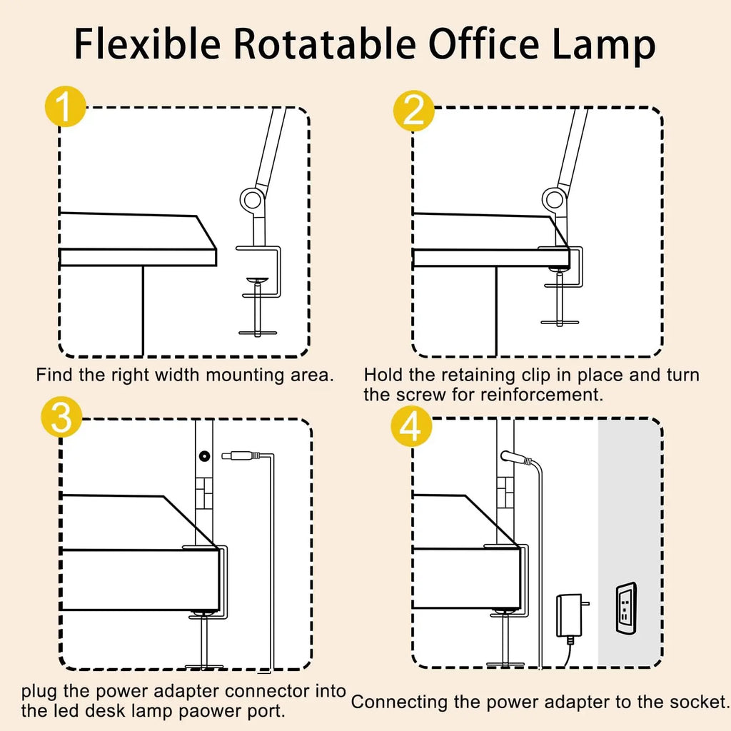 LED Flexible Desk Lamp with Swing Arm – 4 Sections, 3 Light Sources, 4 Color Modes & 5 Brightness Levels