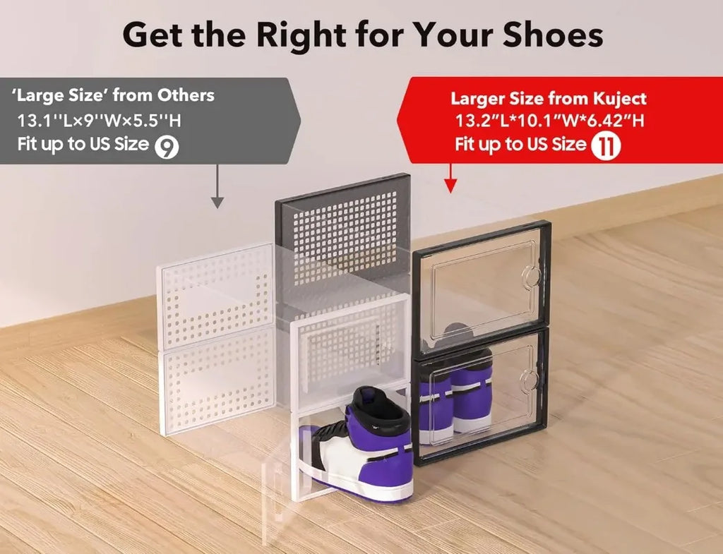 12-Pack Stackable Clear Plastic Shoe Storage Boxes