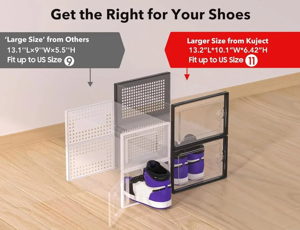 12-Pack Stackable Clear Plastic Shoe Storage Boxes