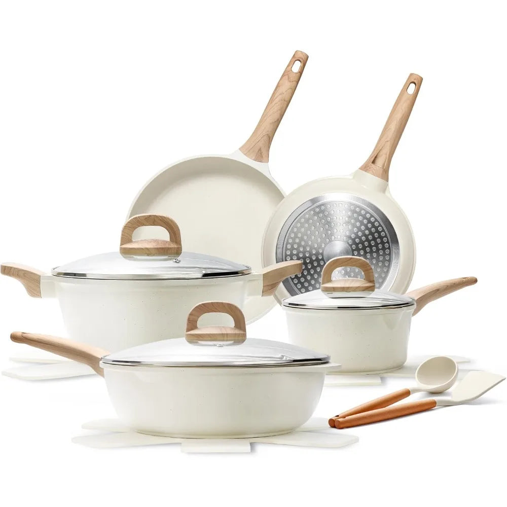 14-Piece Nonstick Granite Induction Cookware Set with Frying Pans