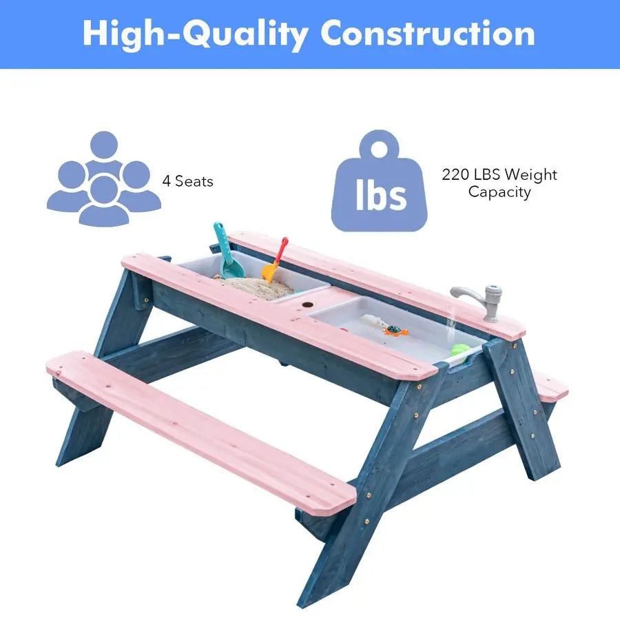 3-in-1 Sand and Water Table Picnic Set
