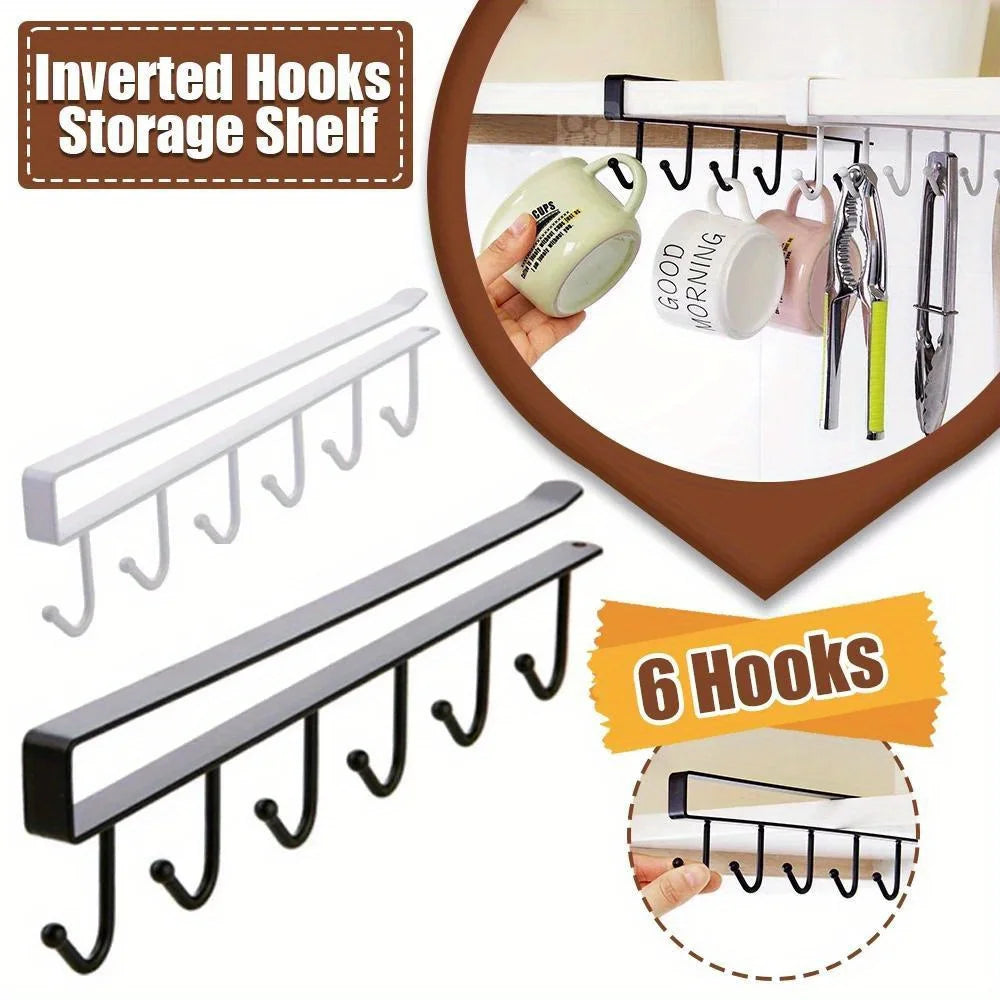 1pc 6 Hooks Storage Rack