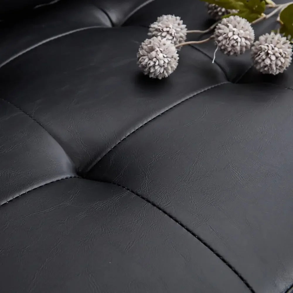 Mid-Century Modern 3-Piece Faux Leather Sectional Sofa Set