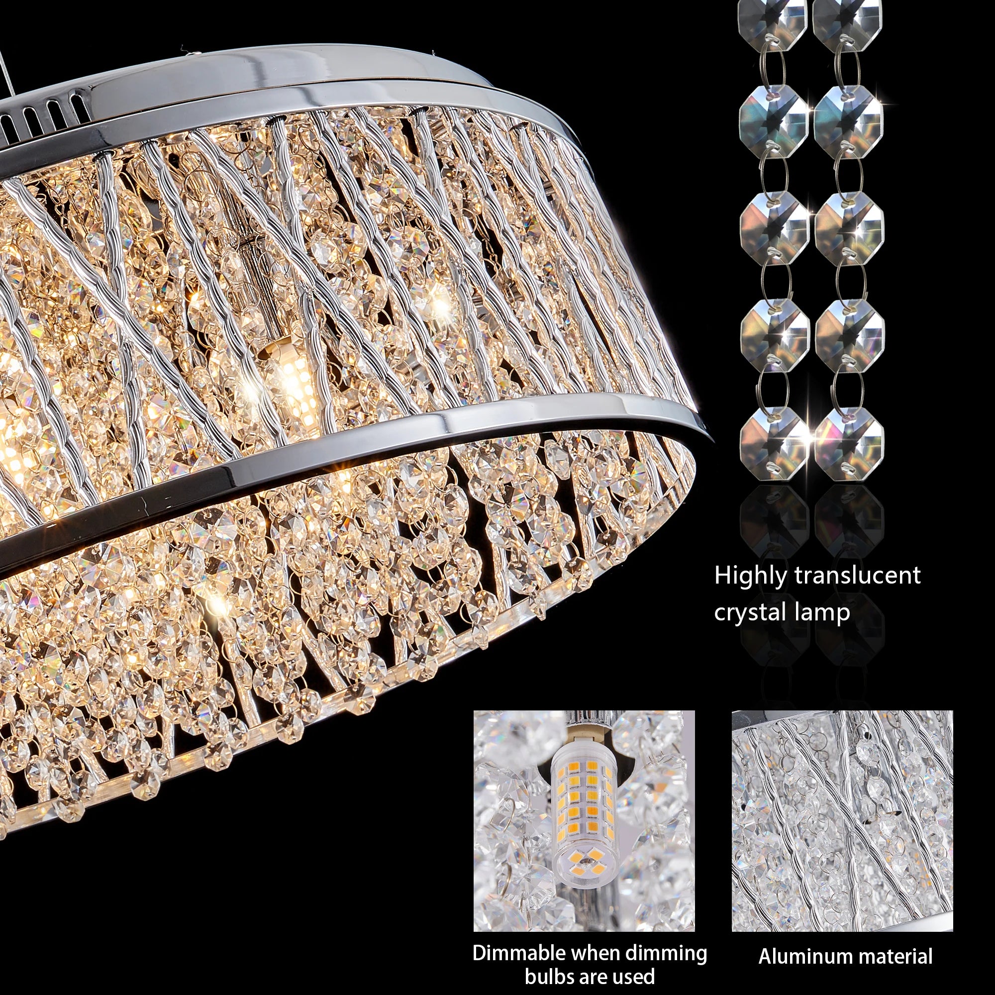 Crystal Chandelier Flush Mount Ceiling Light