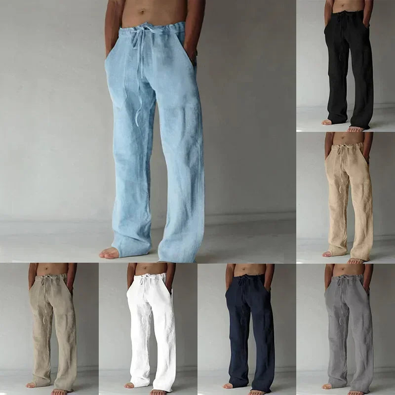 Men's Cotton Linen Baggy Casual Pants – Breathable Everyday Comfort