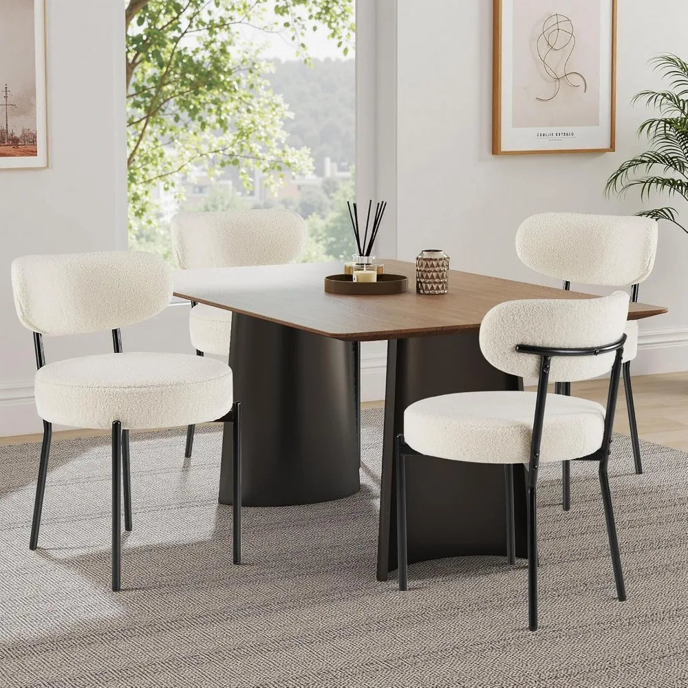 Set of 4 Boucle Upholstered Dining Chairs