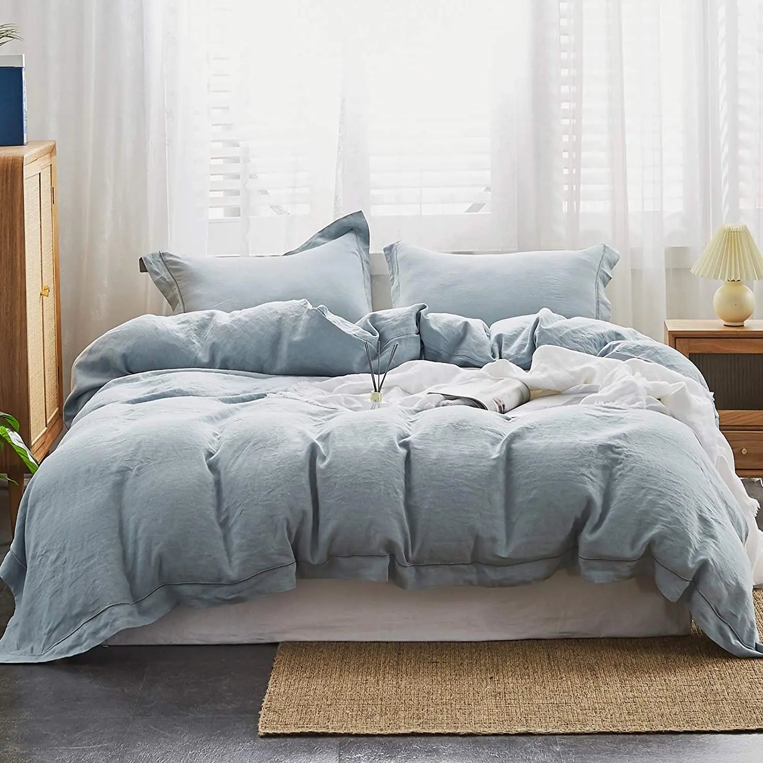 3 Pcs 100% Linen Bedding Set – Queen & King Size Duvet Cover