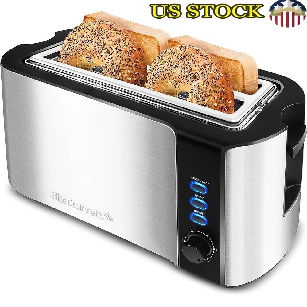 Extra Wide 4-Slice Toaster with 6 Toast Settings & Reheat Function