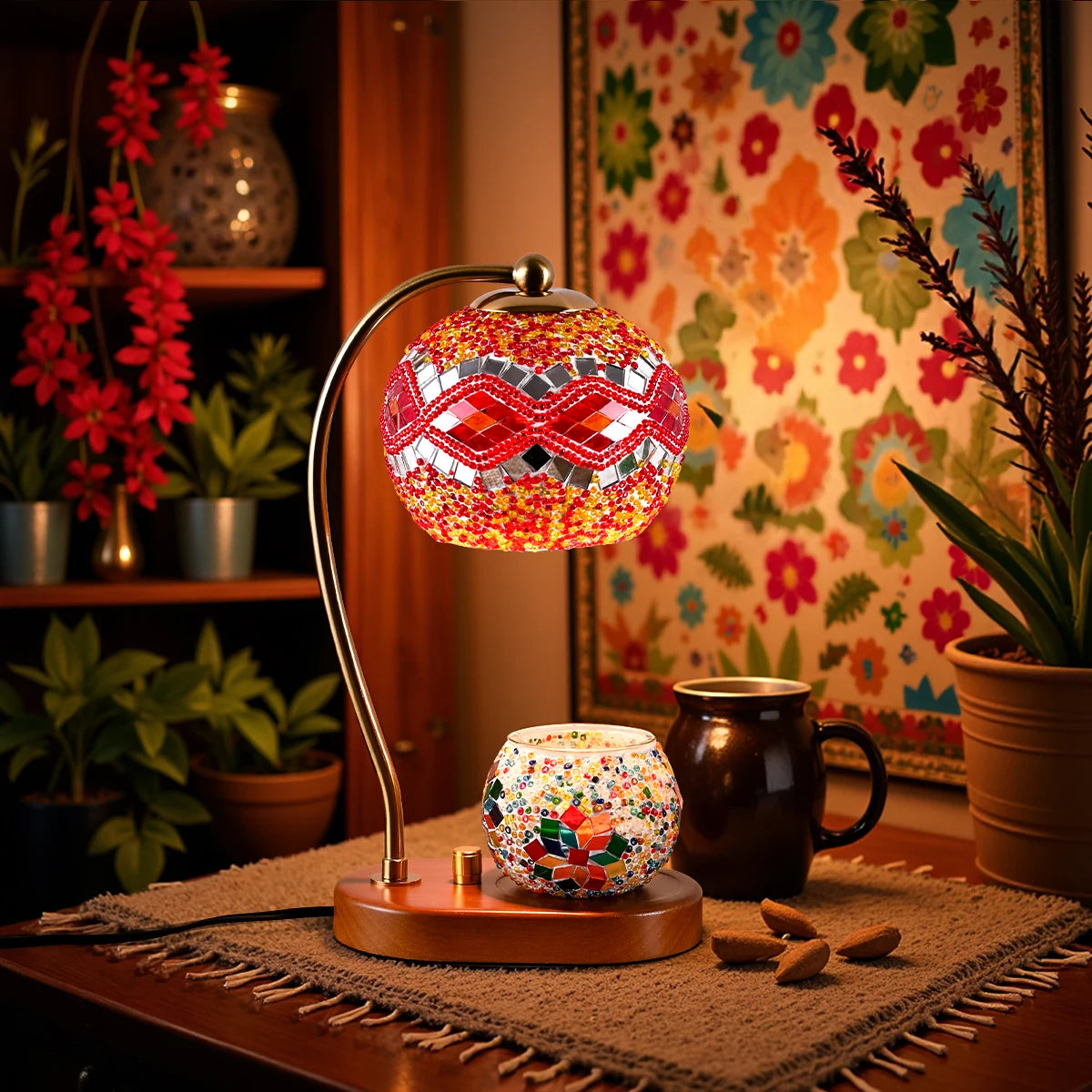Bohemian Style Hand-Colored Glass Bedside Lamp - 3 Colors