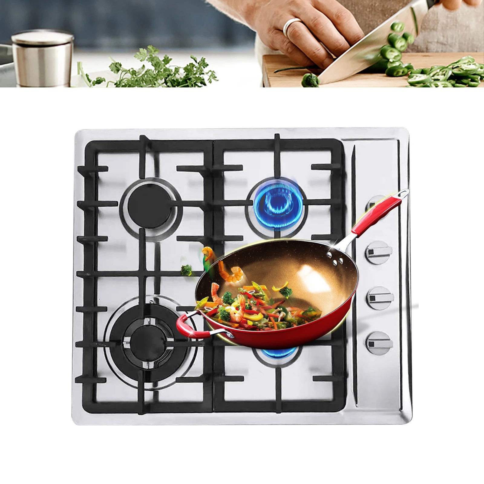 Dining Table with Built-In Gas Cooktop – 4/5 Burners
