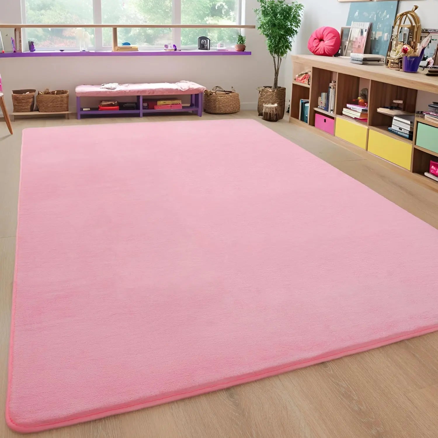 Modern Coral Velvet Carpet