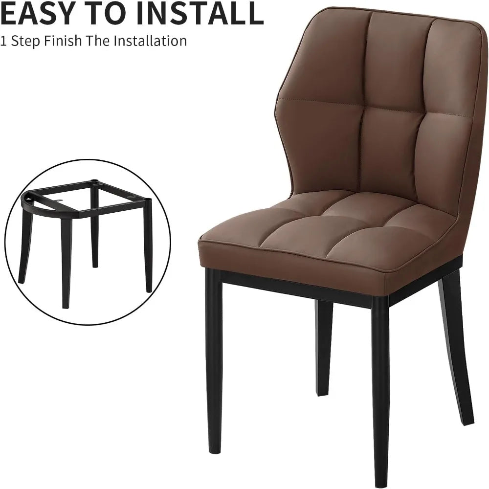 Set of 2 – Mid-Century Modern Upholstered Leather Dining Chairs