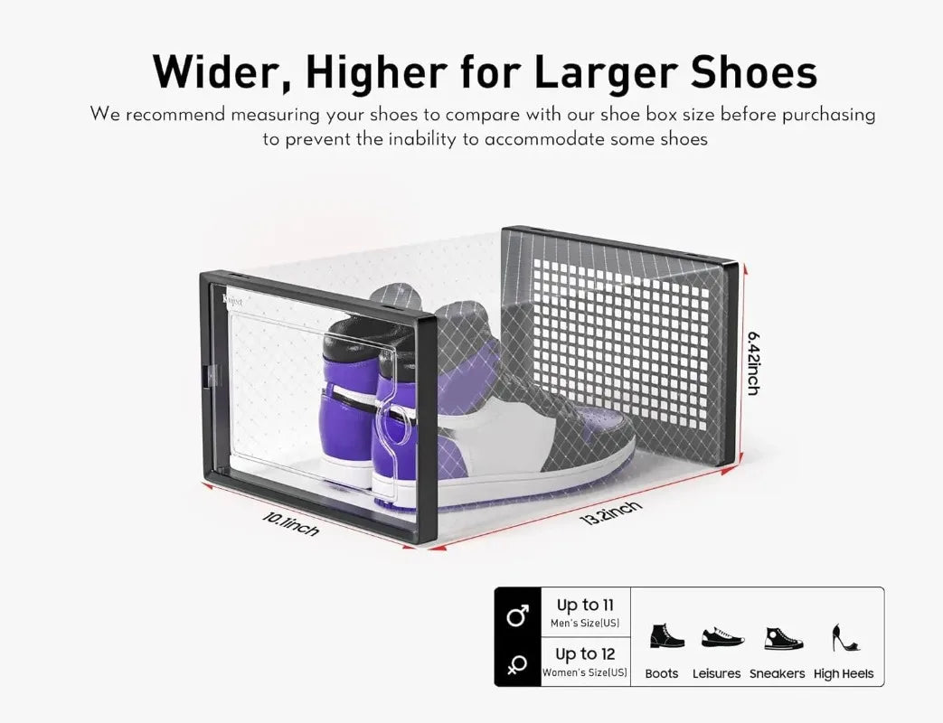 12-Pack Stackable Clear Plastic Shoe Storage Boxes