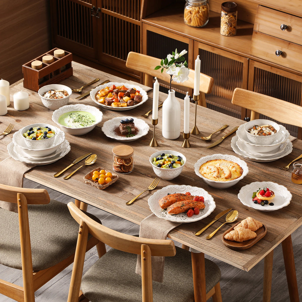 Elegant White Stoneware Dinnerware Set