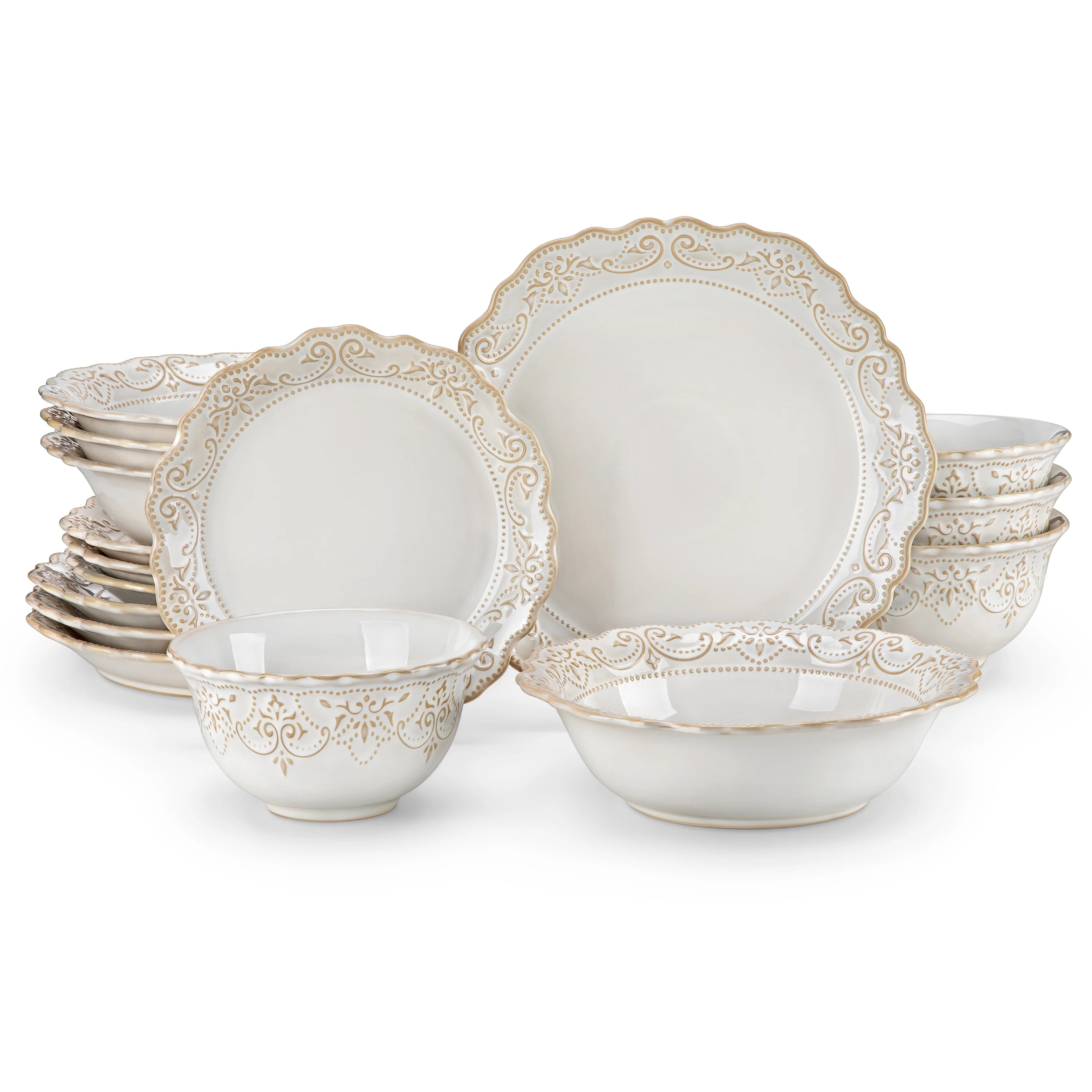 Elegant White Stoneware Dinnerware Set