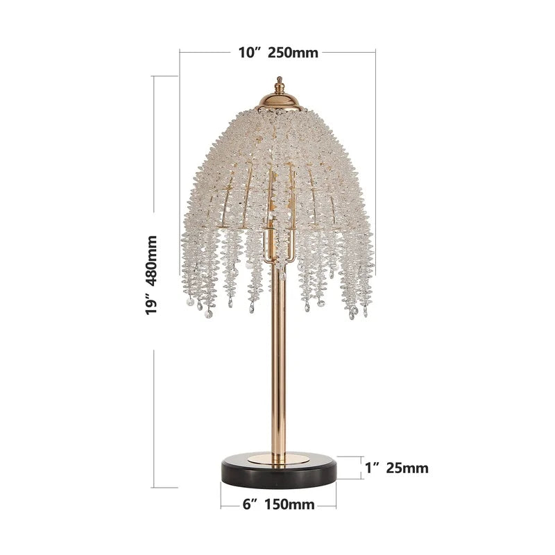 19" Elegant Crystal Table Lamp
