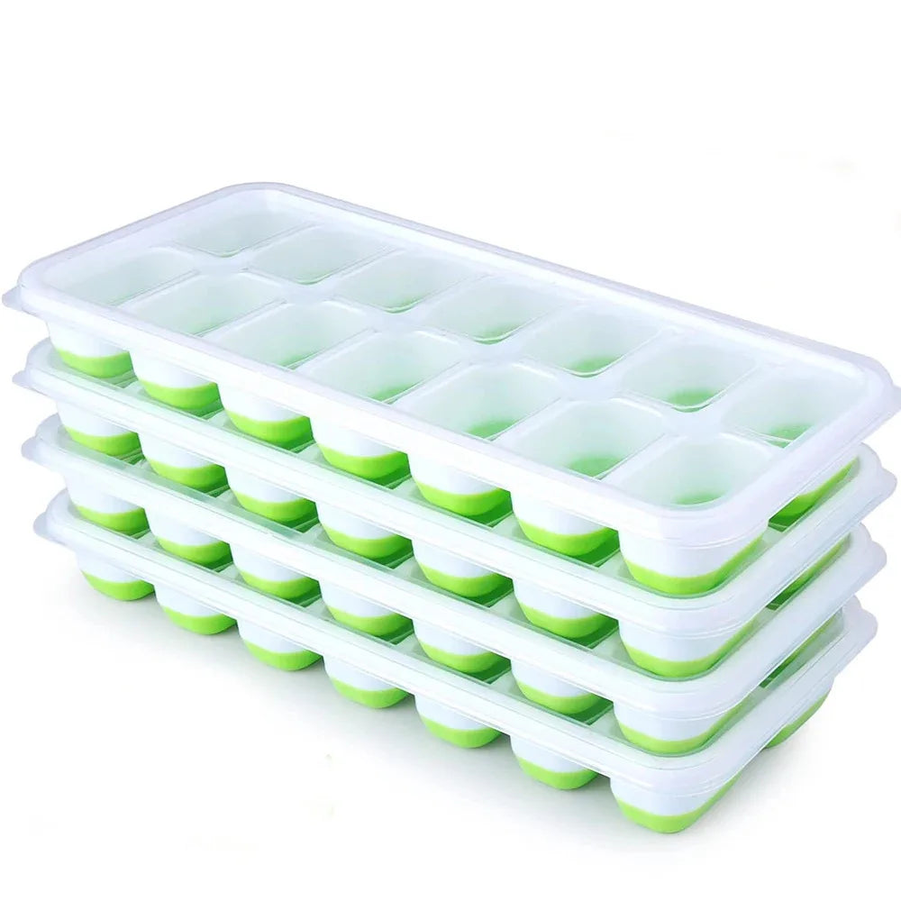 14-Cube Silicone Ice Cube Tray with Lid