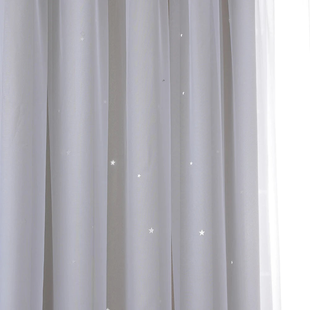 Hollow Out Star Curtain – Functional Room Darkening Drape (1 Panel, 40"x84")
