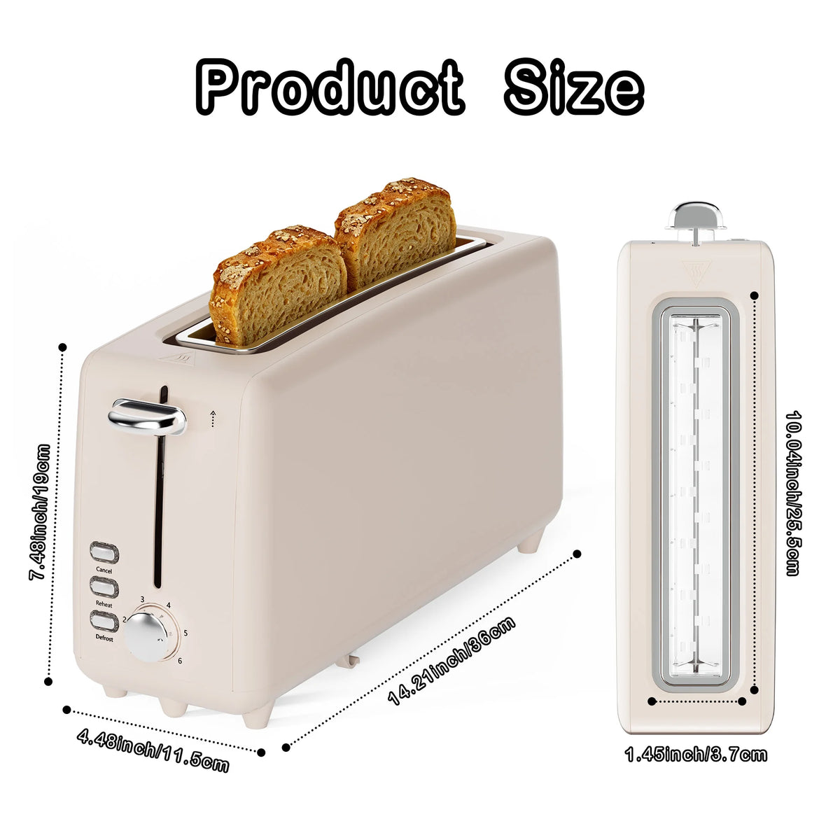 2-Slice Stainless Steel Long Slot Toaster