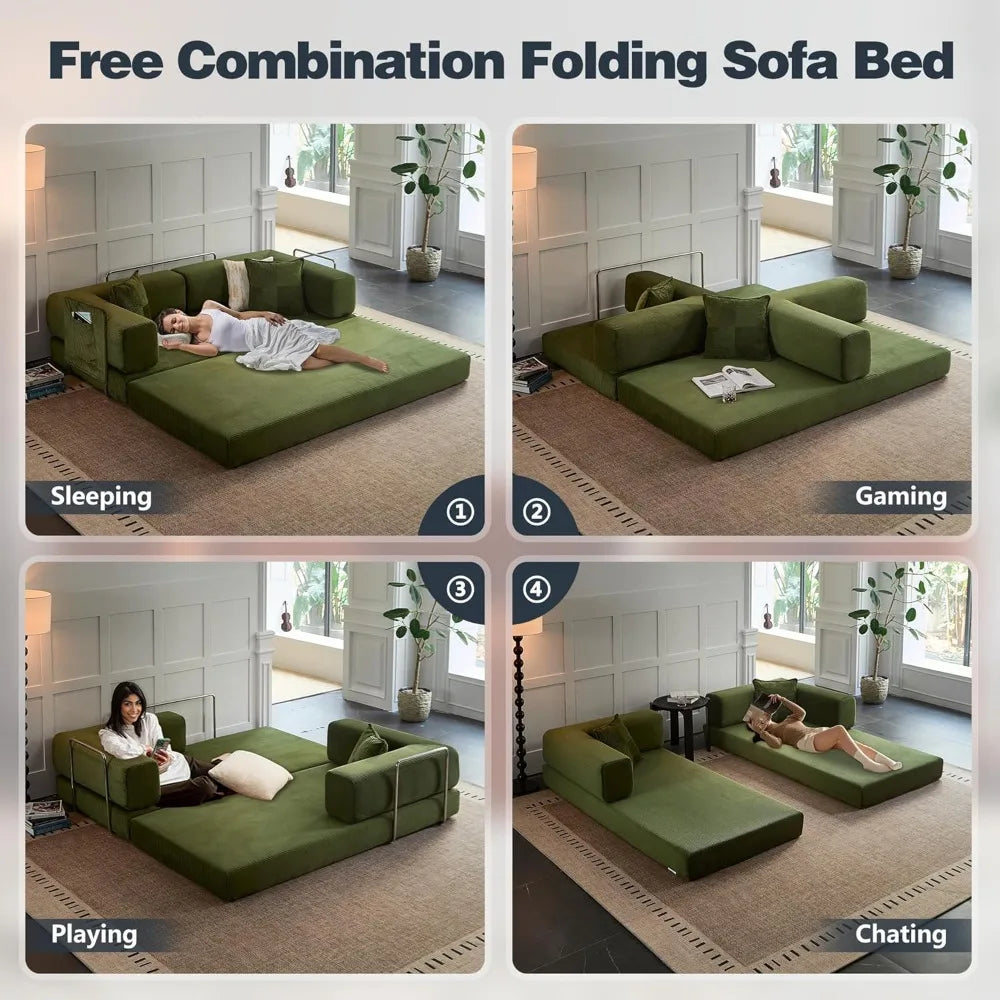 78.8” Compression Sofa - Convertible Sleeper Sofa Bed with Pillow Back Support