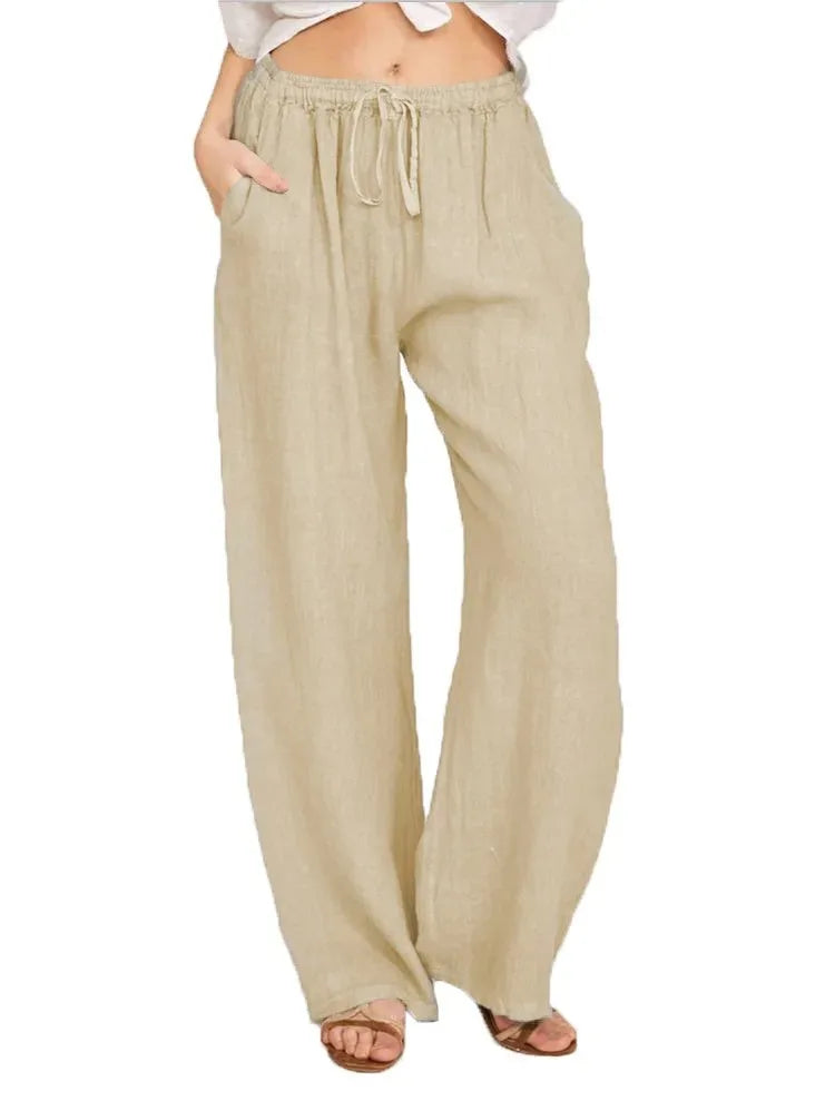 Women’s Cotton Linen Wide Straight Leg Pants