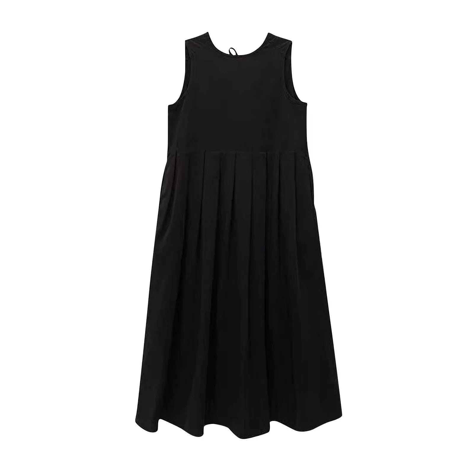 Women's Black Casual Swing T-Shirt Dress with Pockets