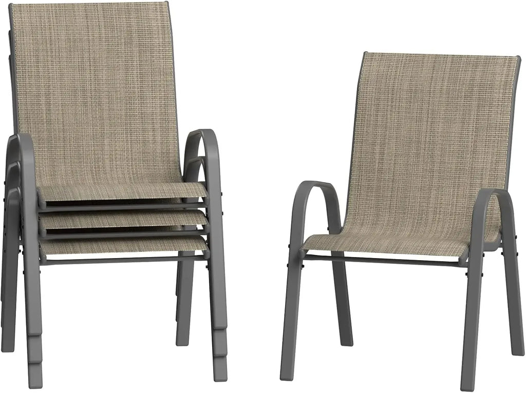 Patio Chairs Set of 4 – Outdoor Stackable Dining Chairs for All-Weather Use