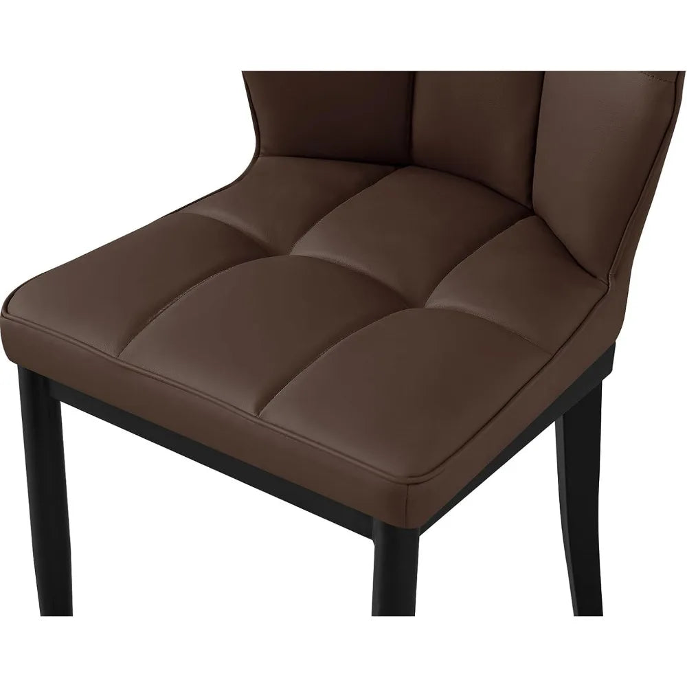 Set of 2 – Mid-Century Modern Upholstered Leather Dining Chairs