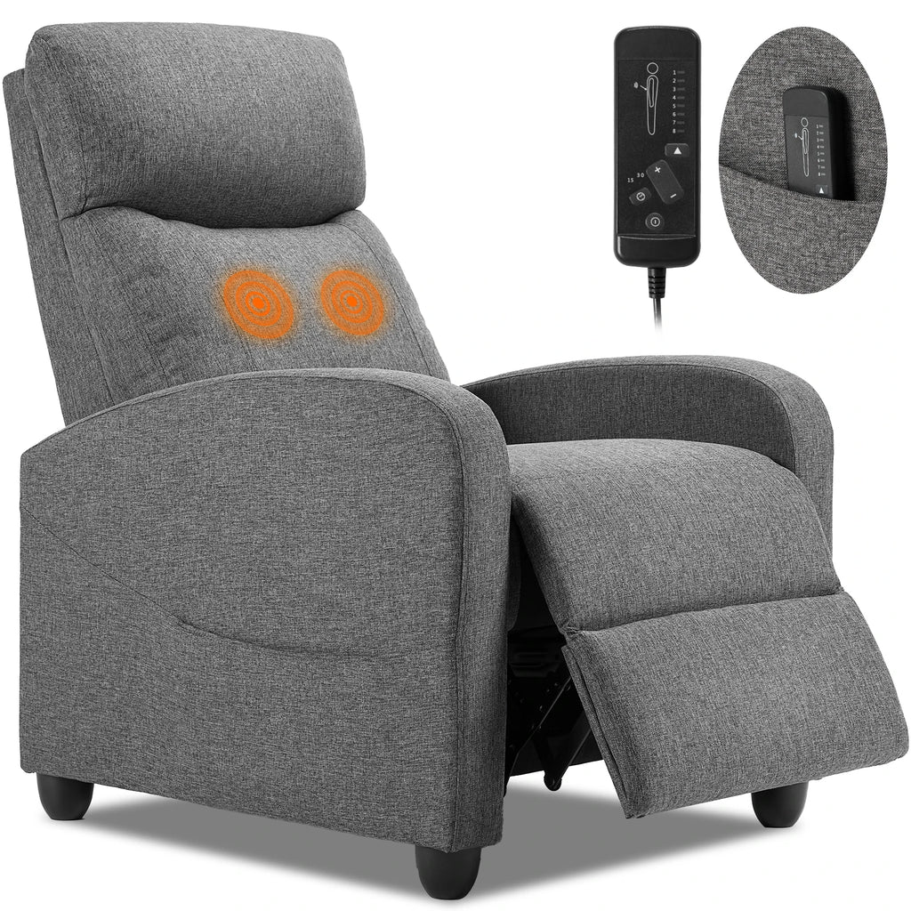 Recliner Massage Chair, Sofa Fabric, Adjustable Padded Seat Backrest, Lumbar Support