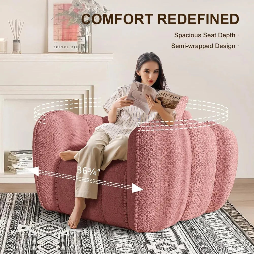 Pumpkin-Shaped Oversized Comfy Lounge Chair - Upholstered