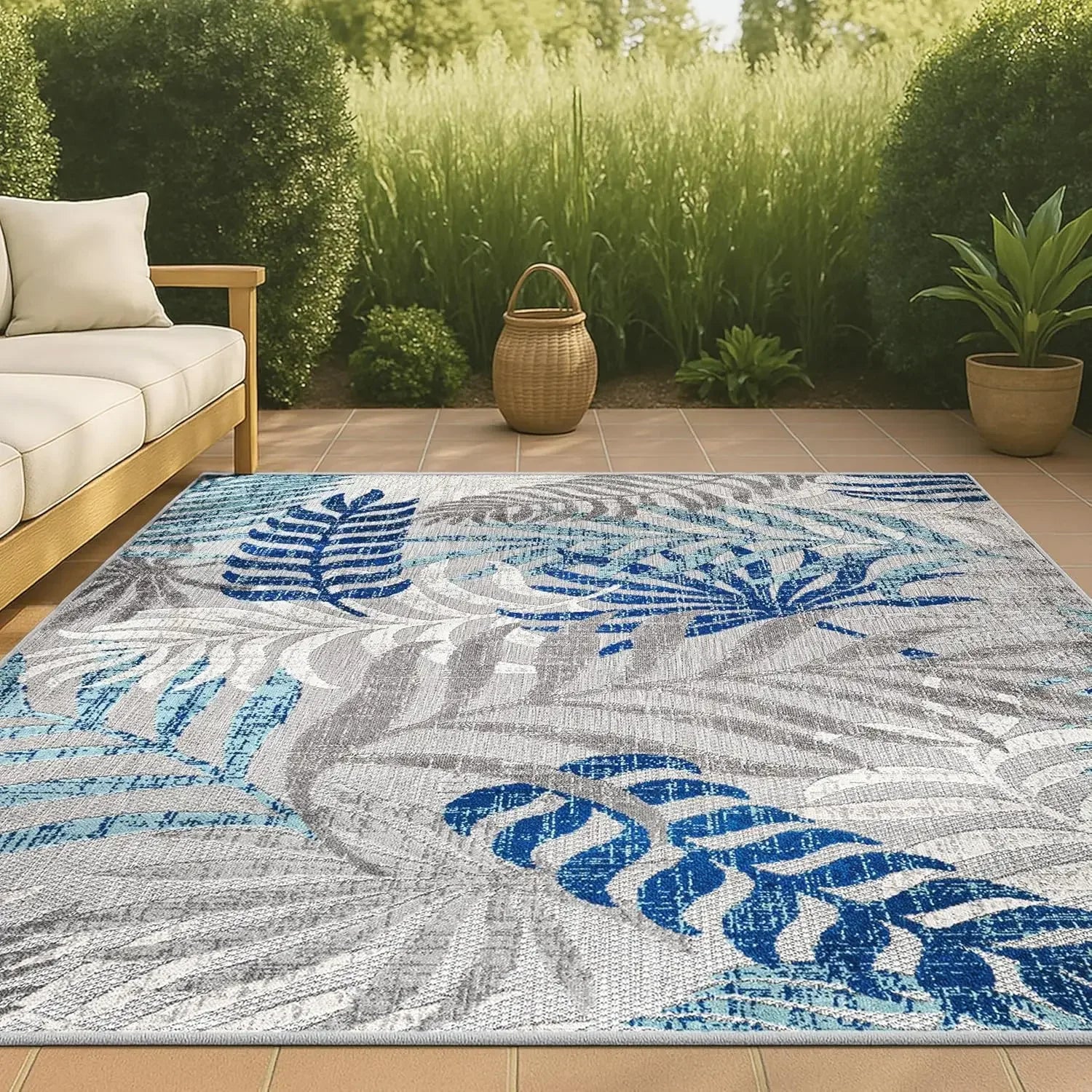 Tropics Palm Leaves Indoor/Outdoor Area Rug